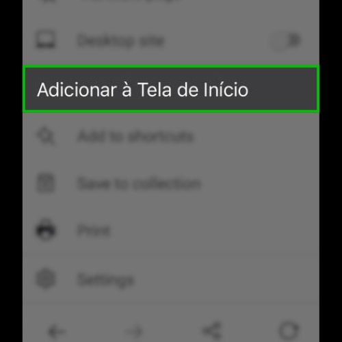 Selecione "Adicionar à tela inicial" Bet365