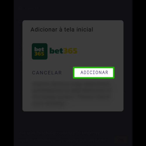 Ao clicar em "Adicionar" Bet365