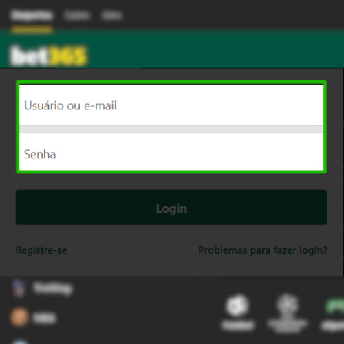 Digite seu nome de usuário e senha Bet365