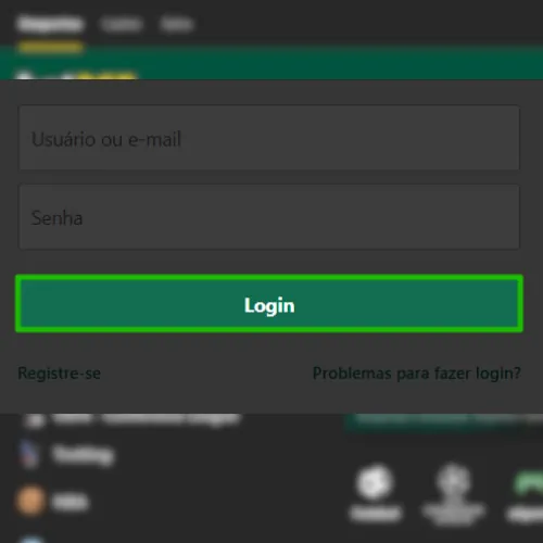 Clique no botão "Login" na Bet365