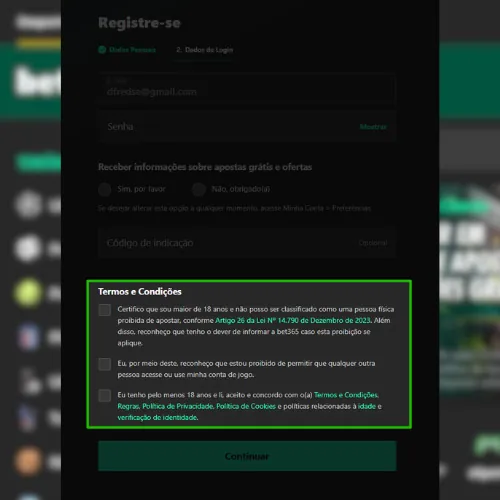 Especifique a moeda da conta e concorde com as regras da plataforma